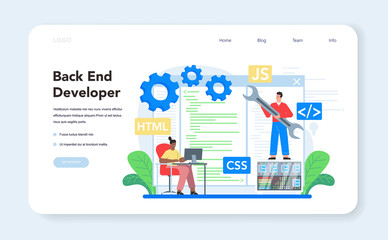 Back end development web banner or landing page. Software development