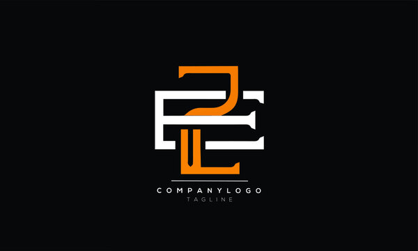 EZ E2  initials monogram letter text alphabet logo design