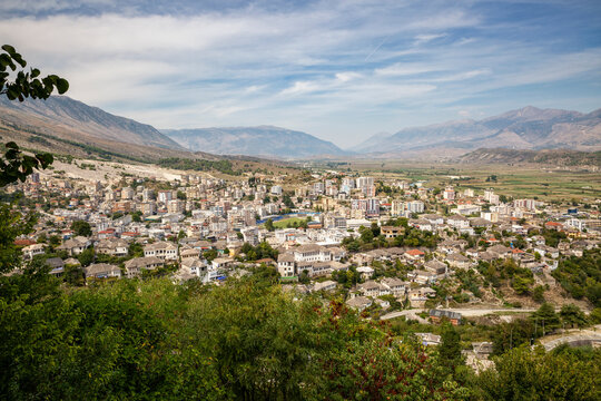Old town against cloud sky at Mali I Gjere, Gjirokaster, Albania