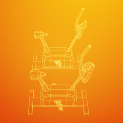 Excercise Bike. Gym equipment. Sport cardio fitness concept. Wireframe low poly mesh vector illustration.