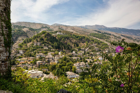 Old town amidst trees at Mali I Gjere, Gjirokaster, Albania