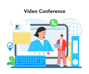 Job interview online service or platform. Idea of employment