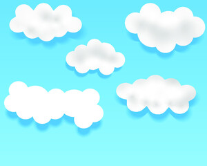 Blue sky with white clouds isolated on white background