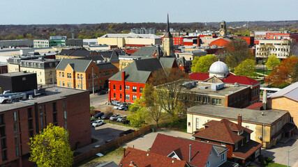 Aerial view of the downtown of Brantford, Ontario, Canada