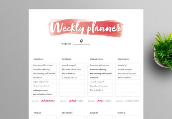 Weekly Planner Layouts with Check Boxes