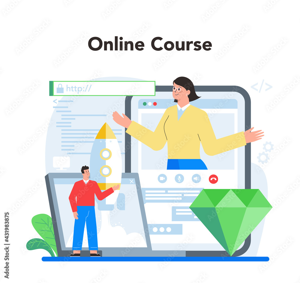 Poster web development online service or platform. website optimization