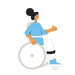 Wheelchair woman isolated on white background. Inclusion. Vector line art illustration.