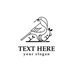 Sleek bird logo concept. outline of bird logo with nest on beak.