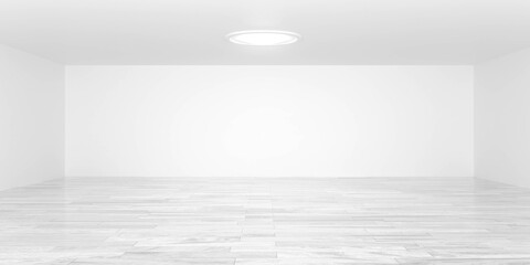 modern empty white room with marble floor 3d render illustration