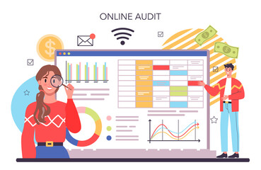 Auditor online service or platform. Business operation specialist