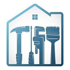 House renovation and service with set of symbol tools