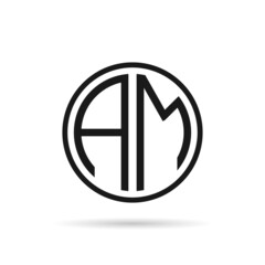 AM or ma letter design logo logotype icon concept and classic elegant style circle design