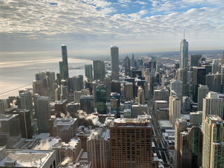 Chicago city skyline in winter
