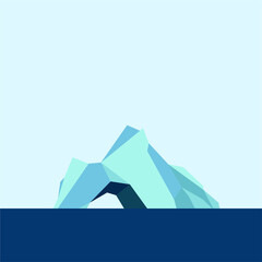 vector stylized flat design illustration of iceberg surface in the middle of the ocean in shades of blue. elements are isolated. can be used for posters, posters, infographics, websites, books, logos.