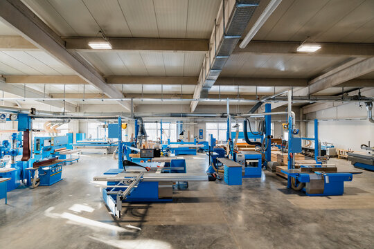 Machinery in production hall at industry