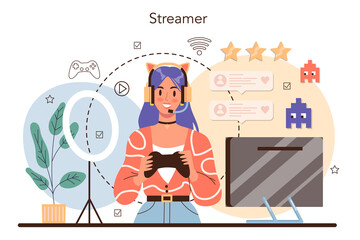 Professional gamer concept. Person play on the computer video game