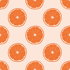 
seamless pattern with grapefruit on orange background