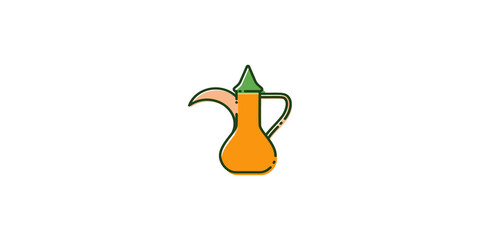 Dallah arabic coffee pot in minimalist colorful style