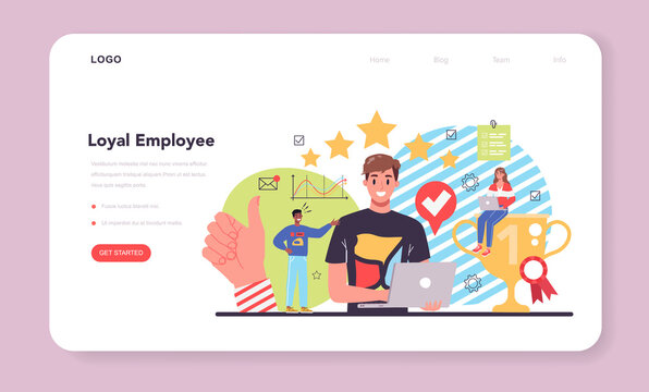 Employee loyalty web banner or landing page. Corporate culture