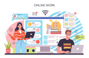 Production process online service or platform. Entrepreneurship