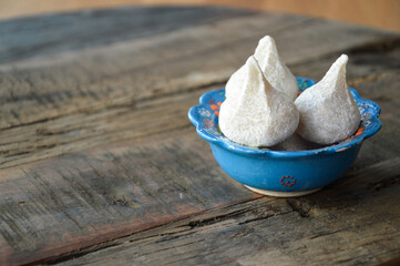 Traditional home made almond powdered sugar cookies, amygdalota, typical for Greek islands...