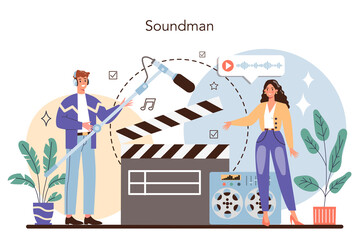 Sound engineer concept. Music production industry, sound recording
