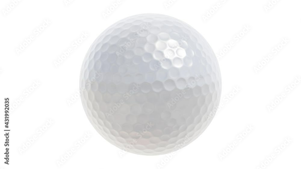 Poster 360-degree seamless looping realistic 3d animation of the horizontal rolling white golf ball rendere