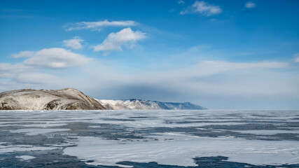 Gentle hills on the coast of Lake Baikal