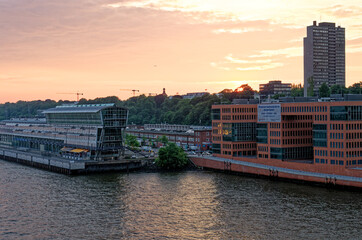 Sailing at the sunset on the River Elbe - Hamburg