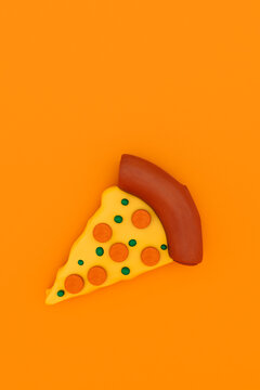 Three dimensional render of single pizza slice
