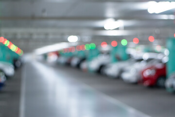 Fototapeta premium A blur of a car park inside the building
