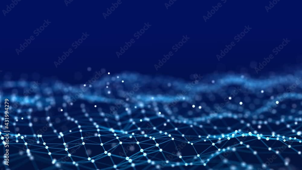 Aufkleber The structure of the network connection of points and lines. Data technology. 3D rendering. Seamless loop.