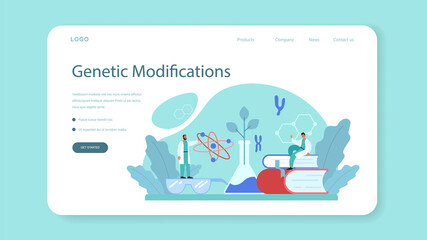 Geneticist web banner or landing page. Medicine and science technology