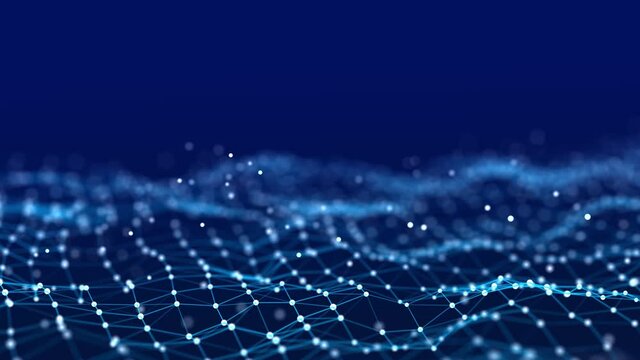 The structure of the network connection of points and lines. Data technology. 3D rendering. Seamless loop.