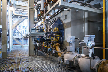 Fototapeta na wymiar High power gas boiler burners in a power plant