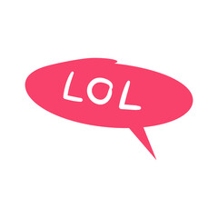Bubble talk phrases. Colorful speech cloud for online chat messages with lol. Abstract dialogue reaction in comic design isolated on white background.  cartoon communication tag