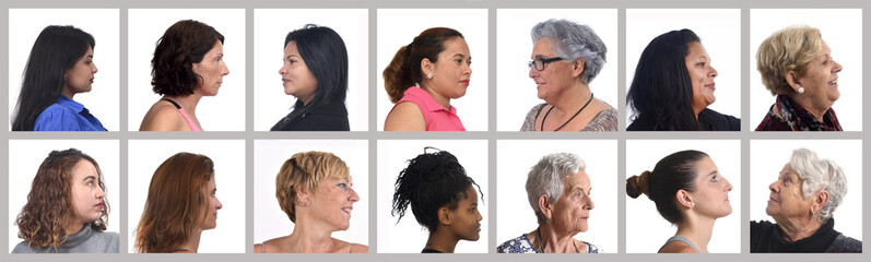 mosaic of diverse women on white