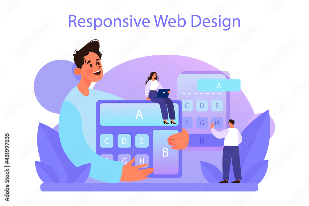 Poster responsive web design concept. adaptive content presentation