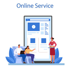 Stewardess online service or platform. Flight attendants help passenger