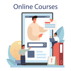 Teacher online service or platform. Profesor standing