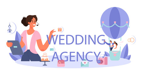 Wedding agency typographic header. Professional organizer planning wedding event