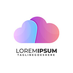 cloud illustration colorful gradient logo icon