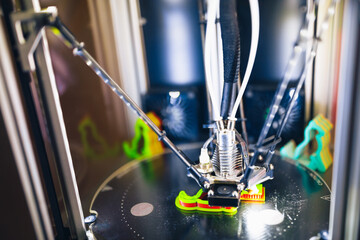 3d printer head in action, close-up view