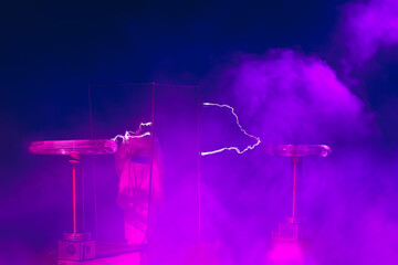 lightnings of tesla coil in action