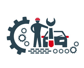 Vector icons, logos for car repair and maintenance and other repair work. Car service.	
