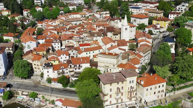 Aerial view of Lovran town in Croatia