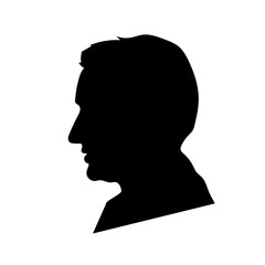Black detailed realistic mans face profile on white