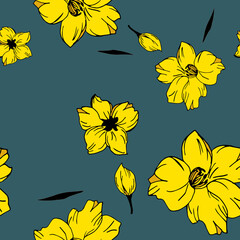Seamless floral pattern with hand draw spring flower