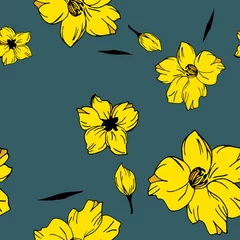 Schilderijen op glas Seamless floral pattern with hand draw spring flower © gelya28