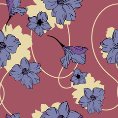 Seamless floral pattern with hand draw spring flower
